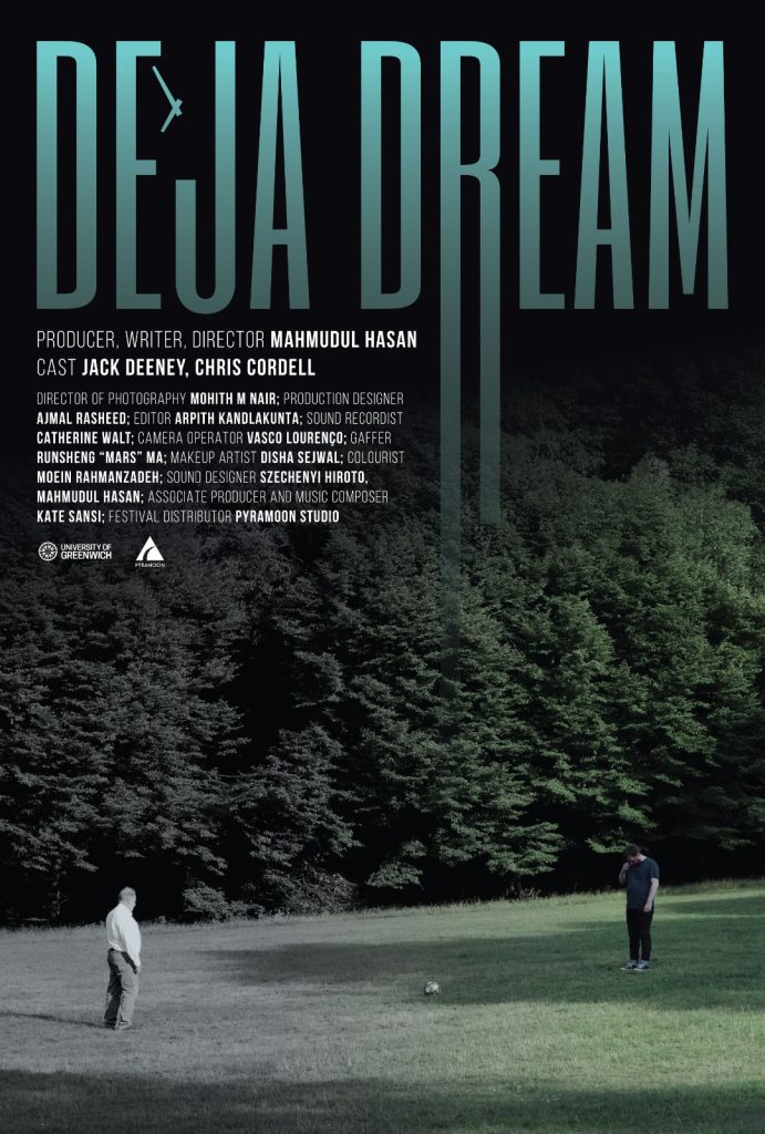 Official poster of DÉJÀ DREAM, a UK-based student short film directed by Mahmudul Hasan, currently in post-production.
